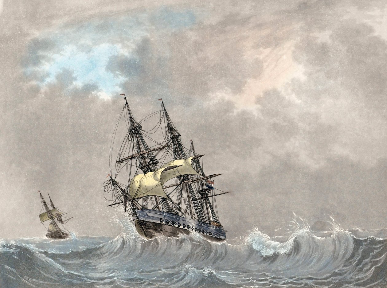 Fragata da marinha holandesa à vela de Dutch School