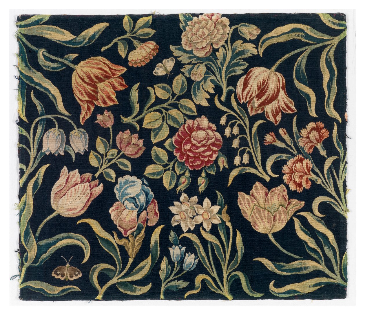 Biombo com painéis de tapeçaria floral, possivelmente fabricado na Holanda de Dutch School