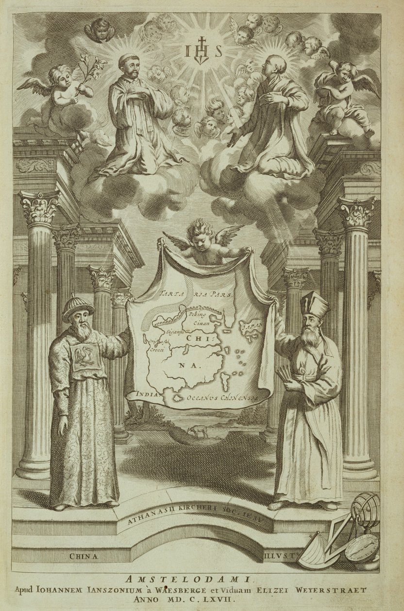 Frontispício para a China Ilustrado por Athanasius Kircher (1601-80) 1667 de Dutch School