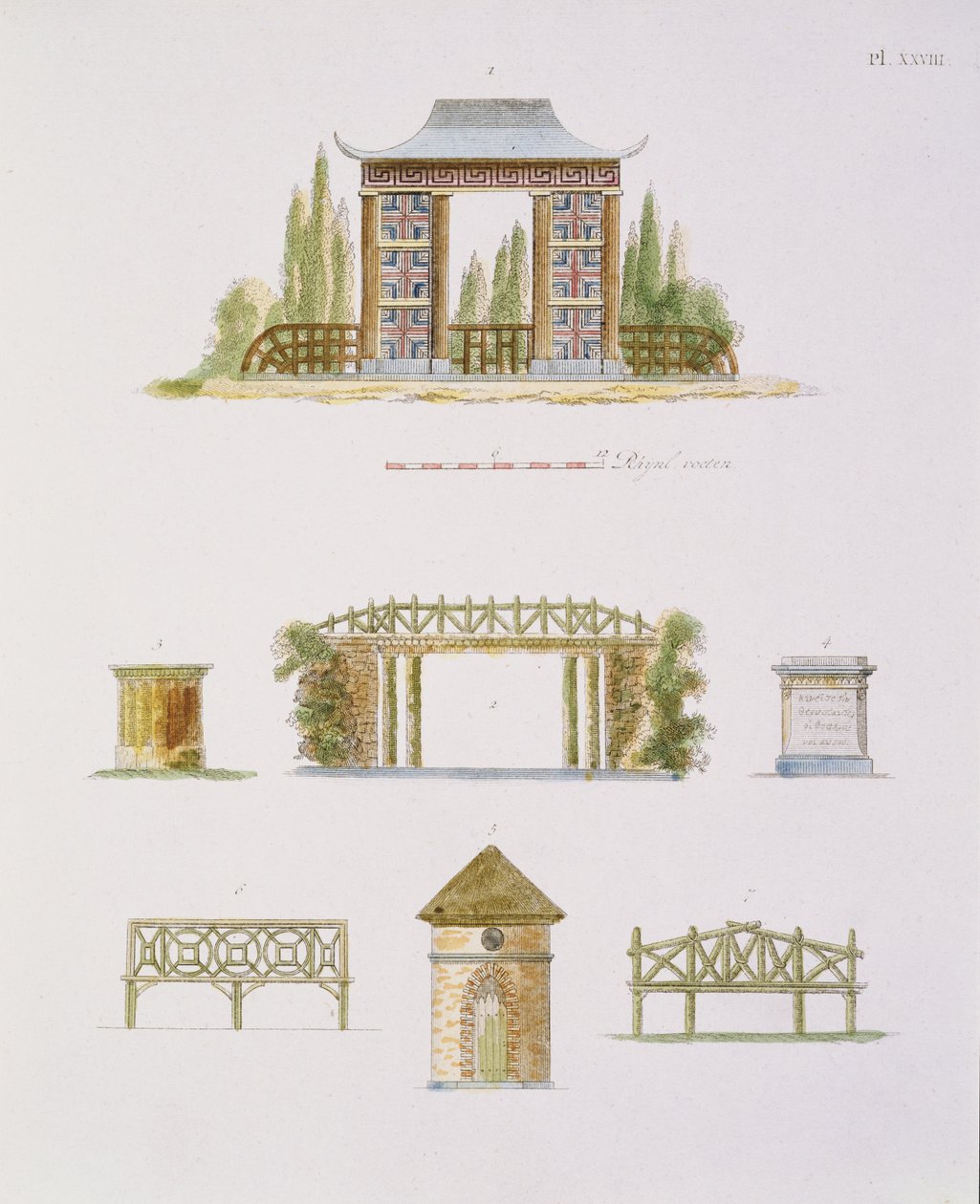 Decorações de jardim, de Magazine of Garden Gems, de G. van Laar, publicadas em 1802 (ver também 172967) de Dutch School
