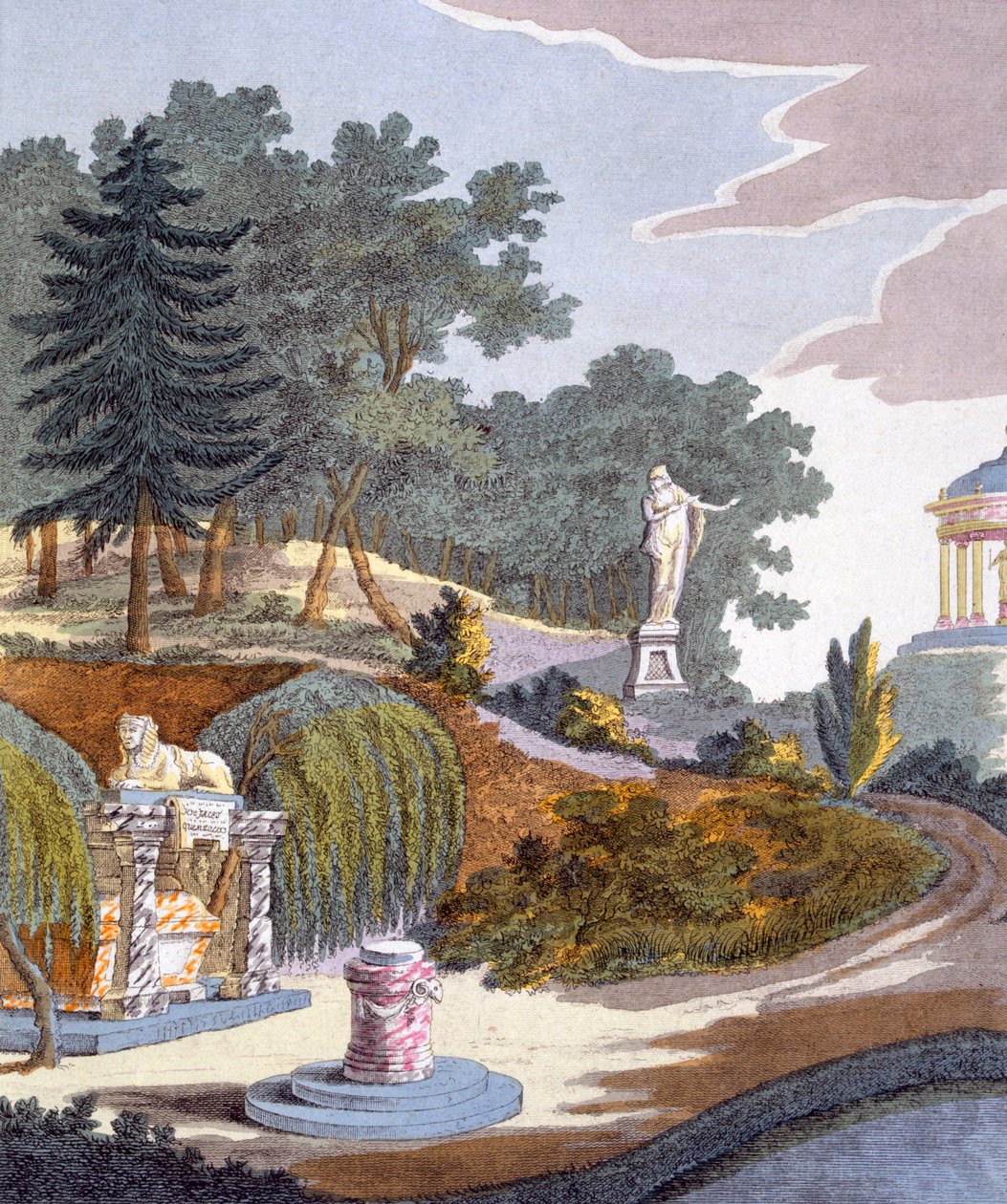 Decorações de jardim, da revista de gemas de jardim por G. van Laar, publicado em 1802 de Dutch School