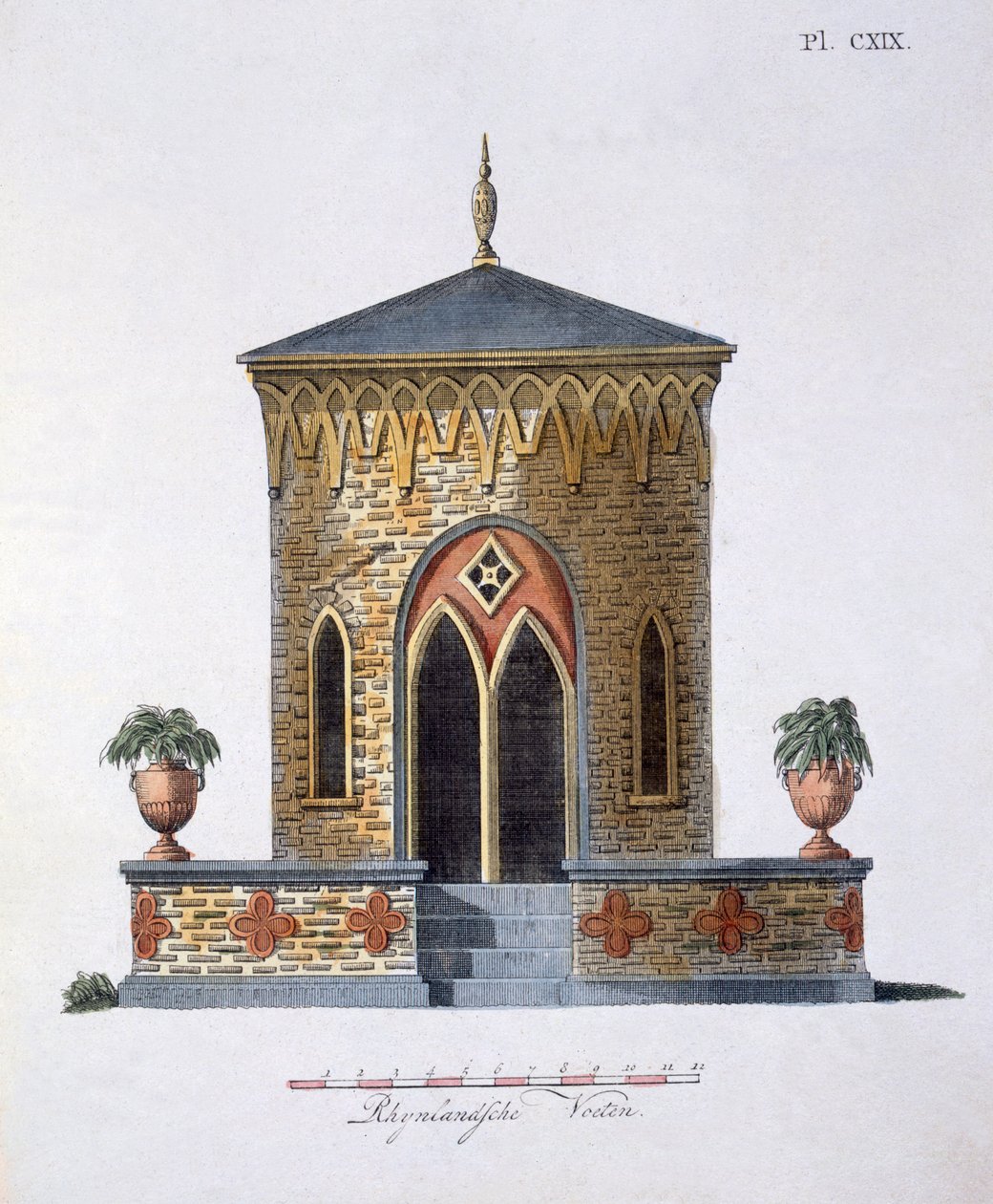 Decorações de jardim, da revista de gemas de jardim por G. van Laar, publicado em 1802 de Dutch School