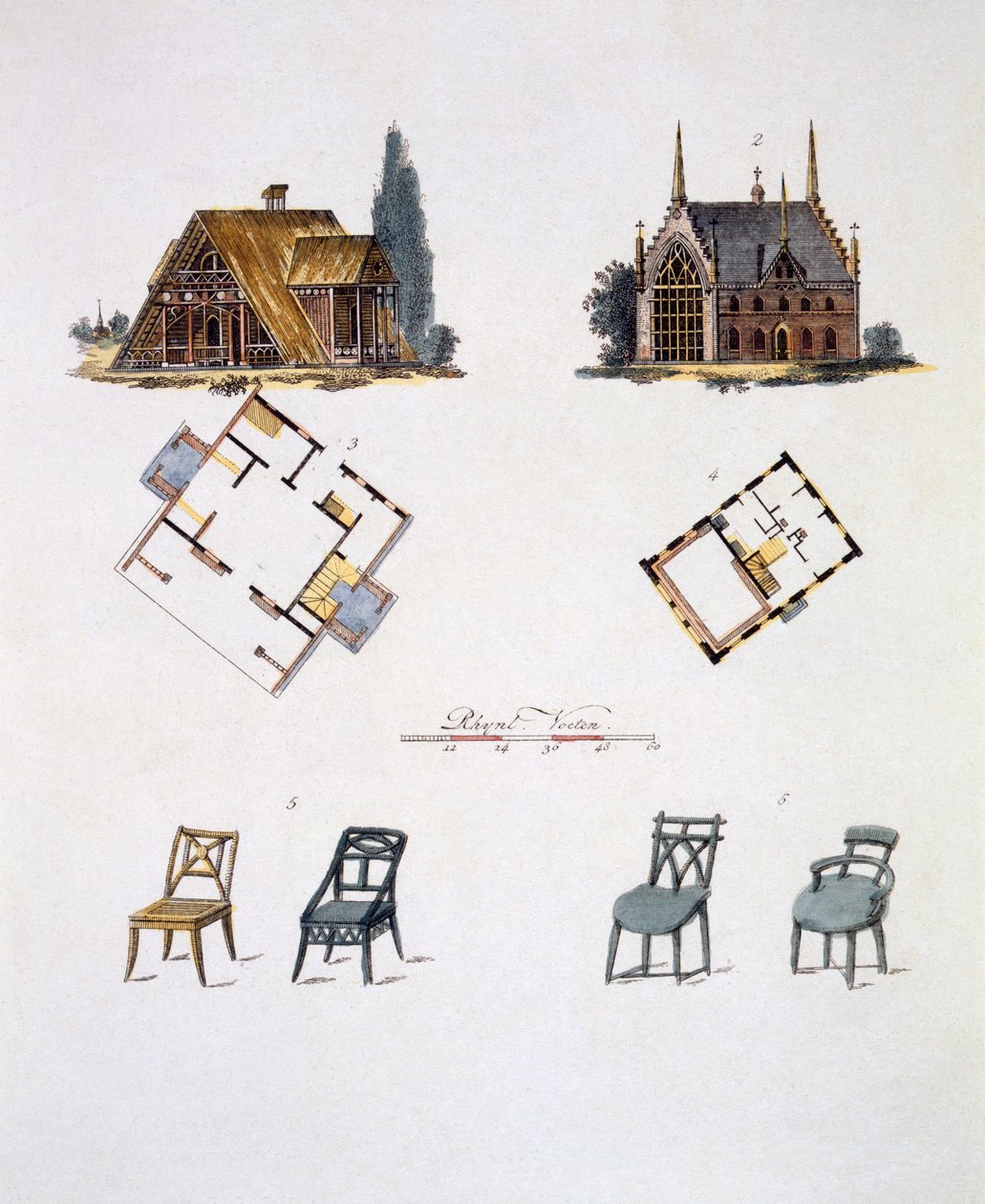 Decorações de jardim, da revista de gemas de jardim por G. van Laar, publicado em 1802 de Dutch School