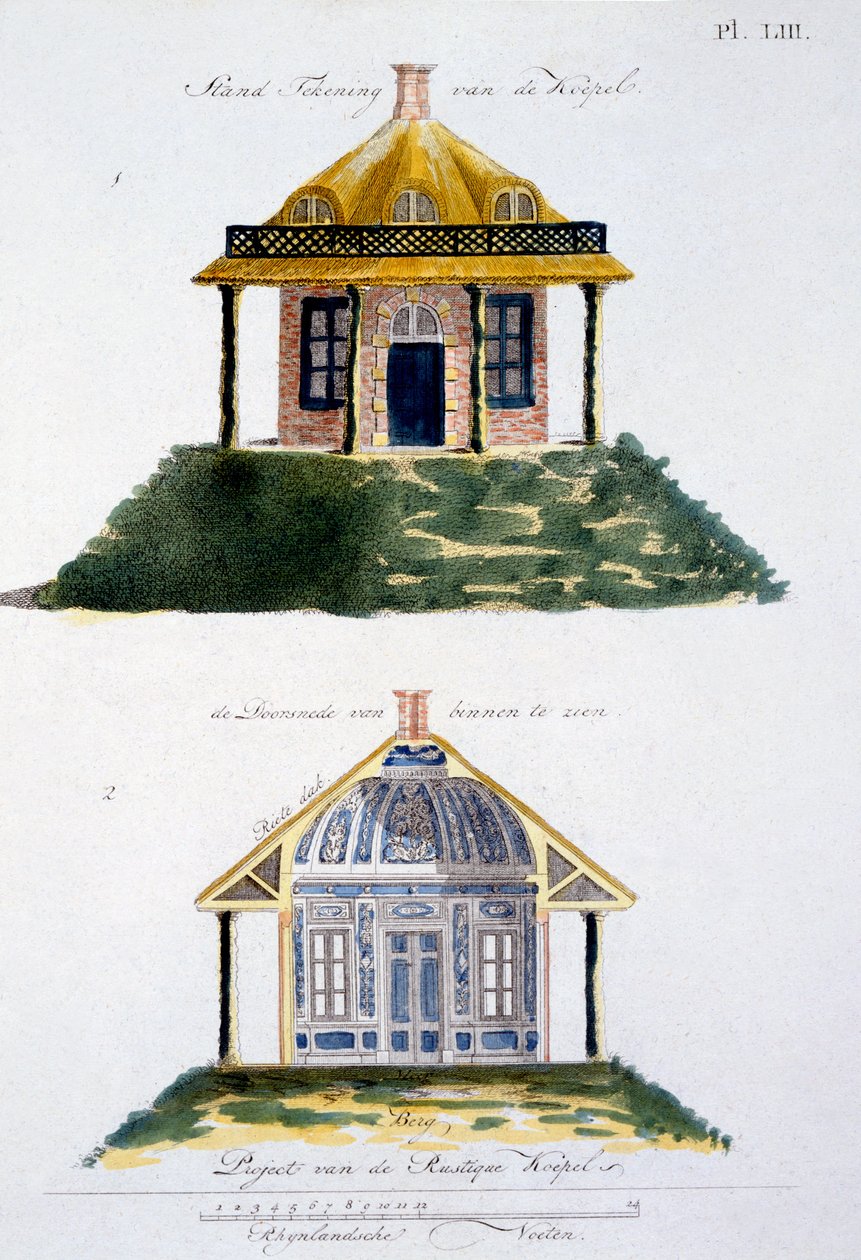 Ornamento de jardim da revista de gemas de jardim por G. van Laar, publicado em 1802 de Dutch School