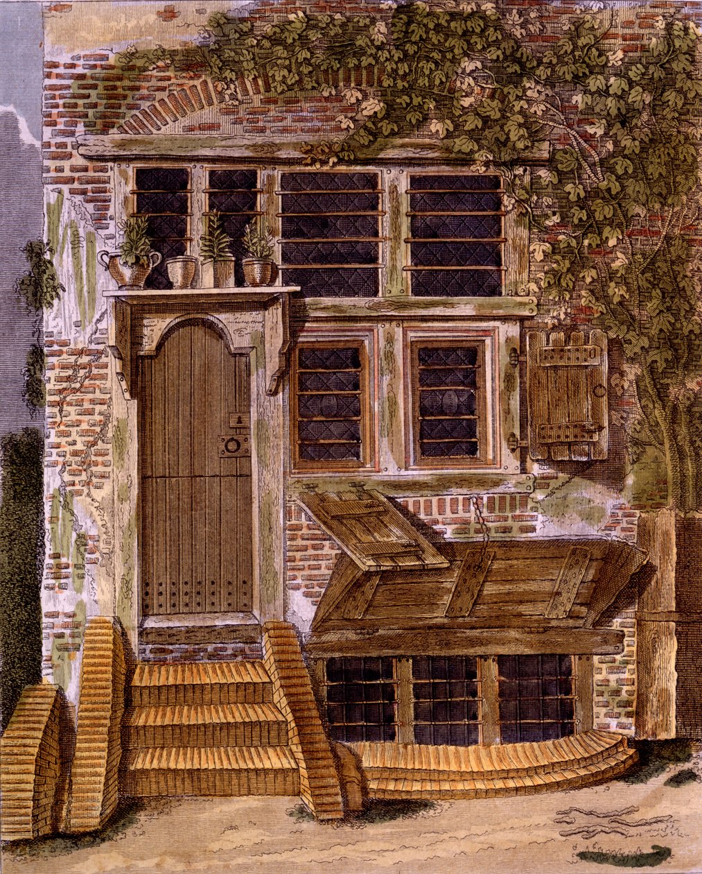 Projeto da casa de campo dos jardineiro do compartimento de gemas do jardim por G. van Laar, publicado 1802 de Dutch School