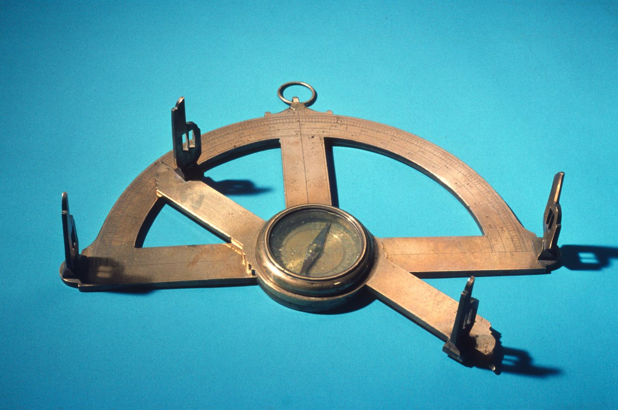 Graphometer ou clinometer (latão, vidro e aço) de Dutch School