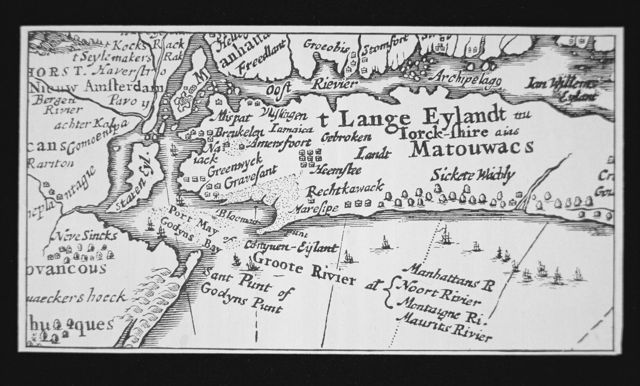 História da cidade de Nova Iorque: Mapa Holandês Mostrando a Recaptura de Manhattan de Dutch School