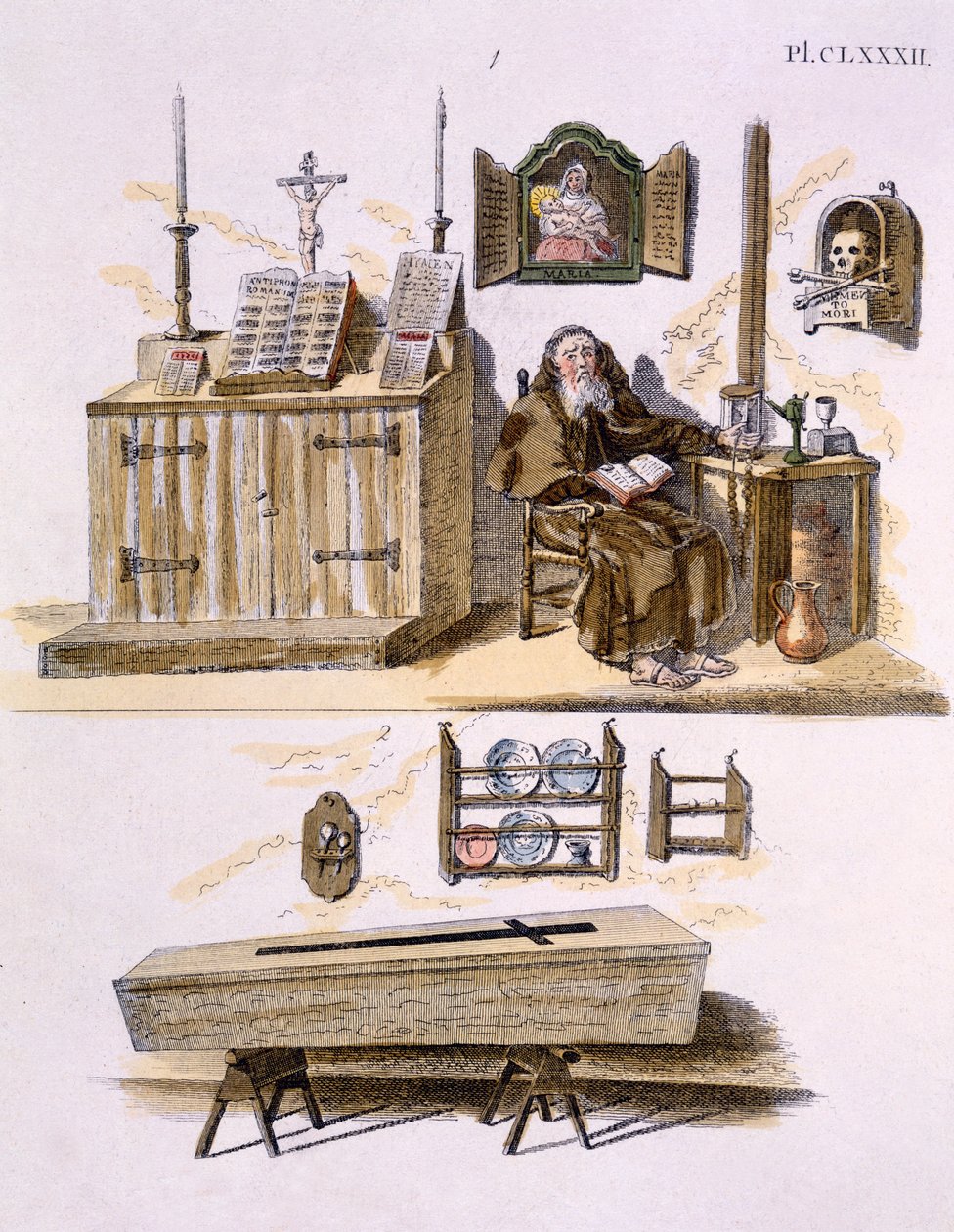 Ilustração da revista de gemas de jardim por G. van Laar, publicada em 1802 de Dutch School