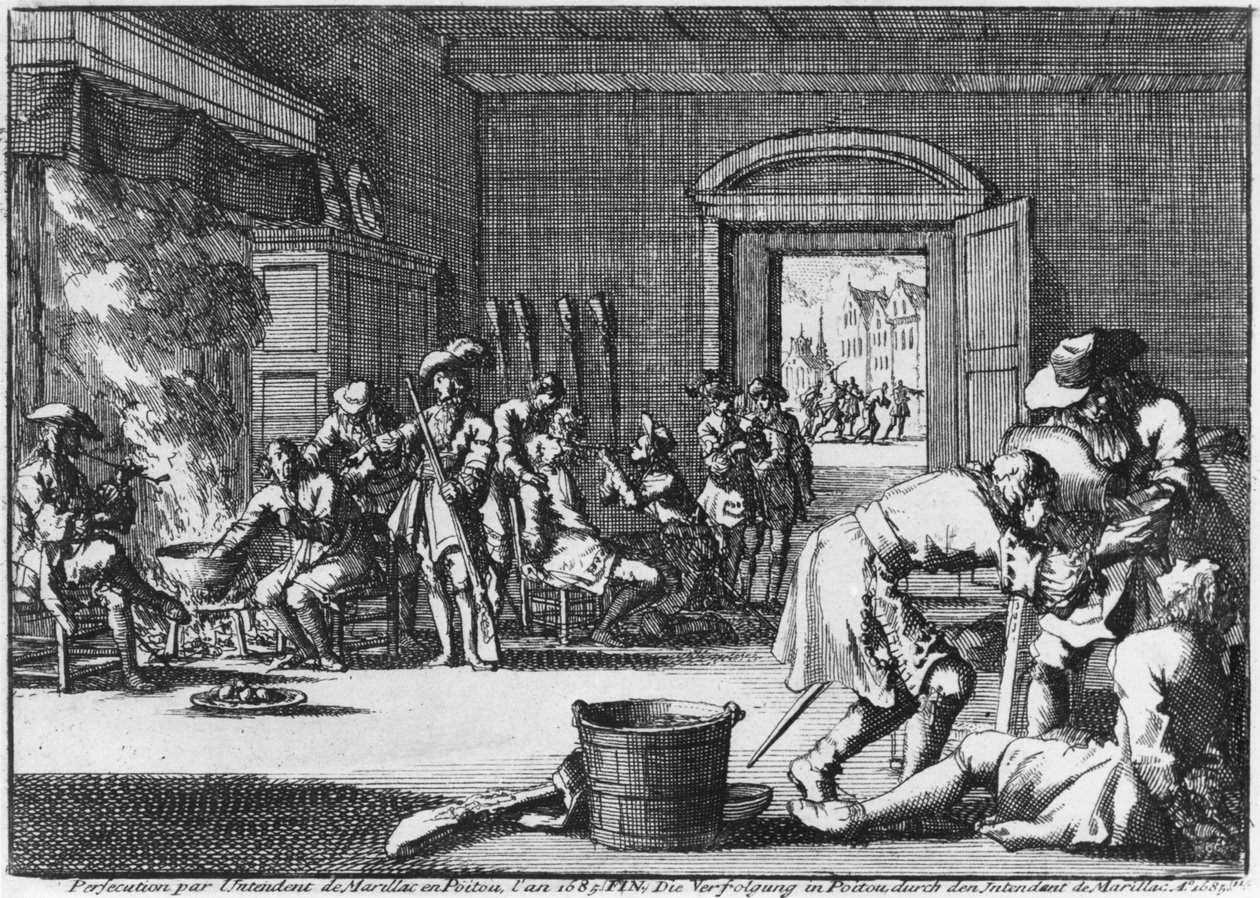 Intendente de Marillac perseguindo os protestantes em Poitou em 1685, 1686 de Dutch School