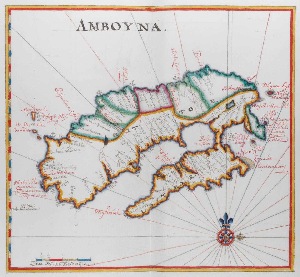 Mapa de Amboyna, ilha no Oceano Índico. de Dutch School