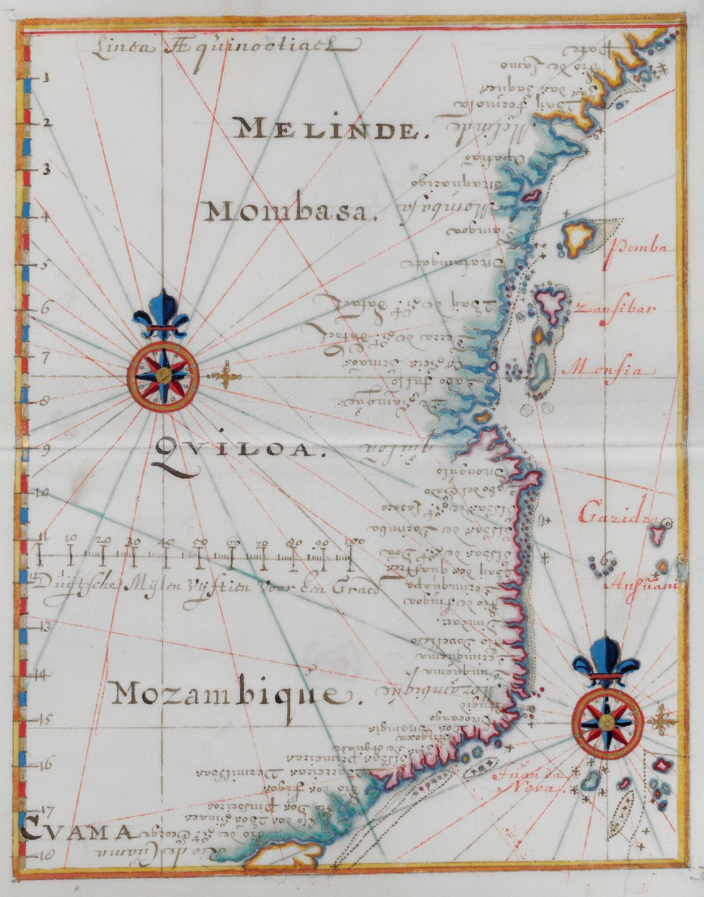 Mapa de Mombaça, África Oriental. de Dutch School