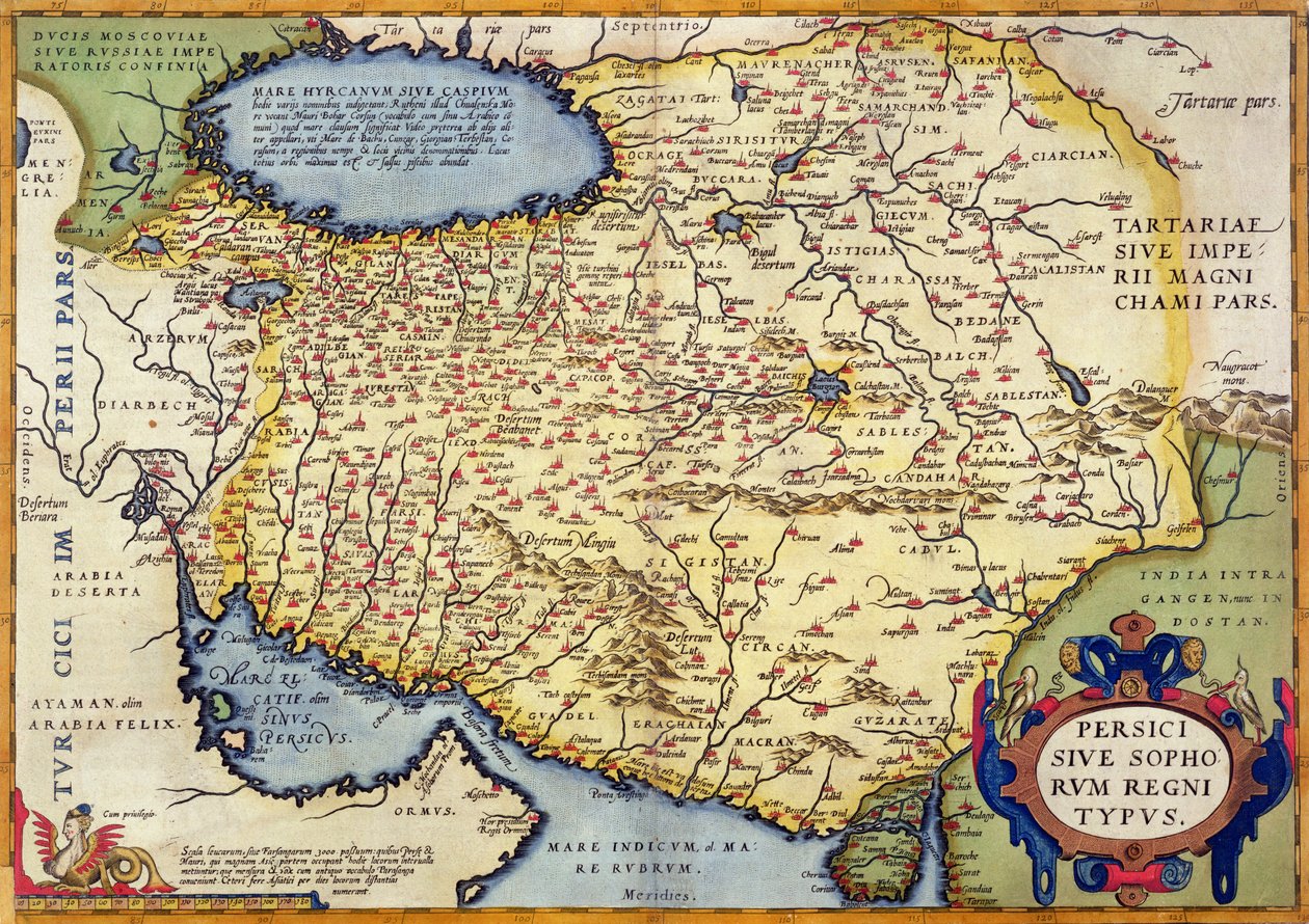 Mapa da Pérsia, do Theatrum Orbis Terrarum, pub. por Abraham Ortelius (1527-98) Antuérpia, c.1590 de Dutch School