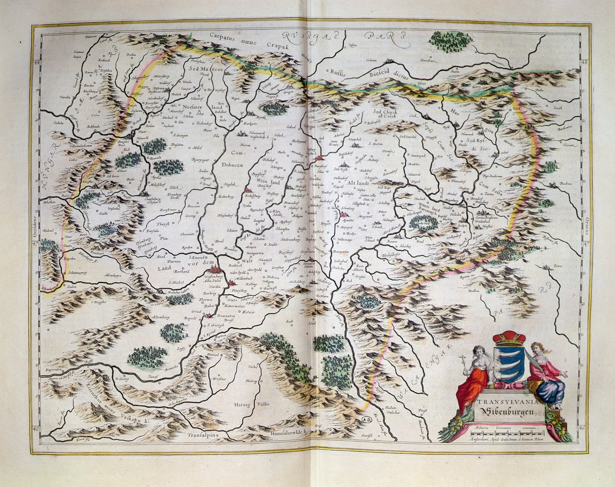 Mapa da Transilvânia, de um atlas, Amsterdam, 1657 de Dutch School