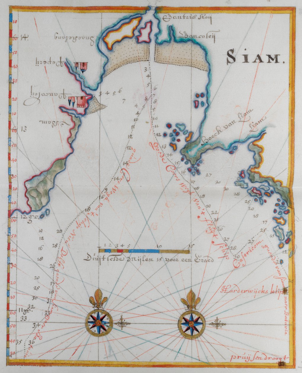 Mapa do Reino do Sião. de Dutch School