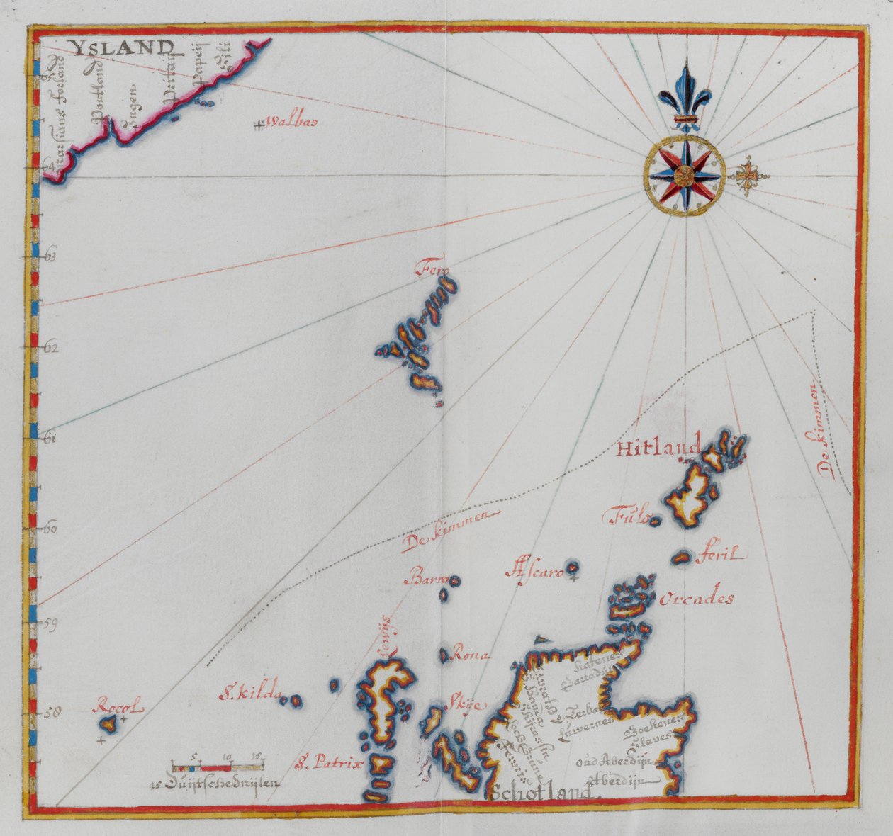Mapa das Ilhas Shetland. de Dutch School