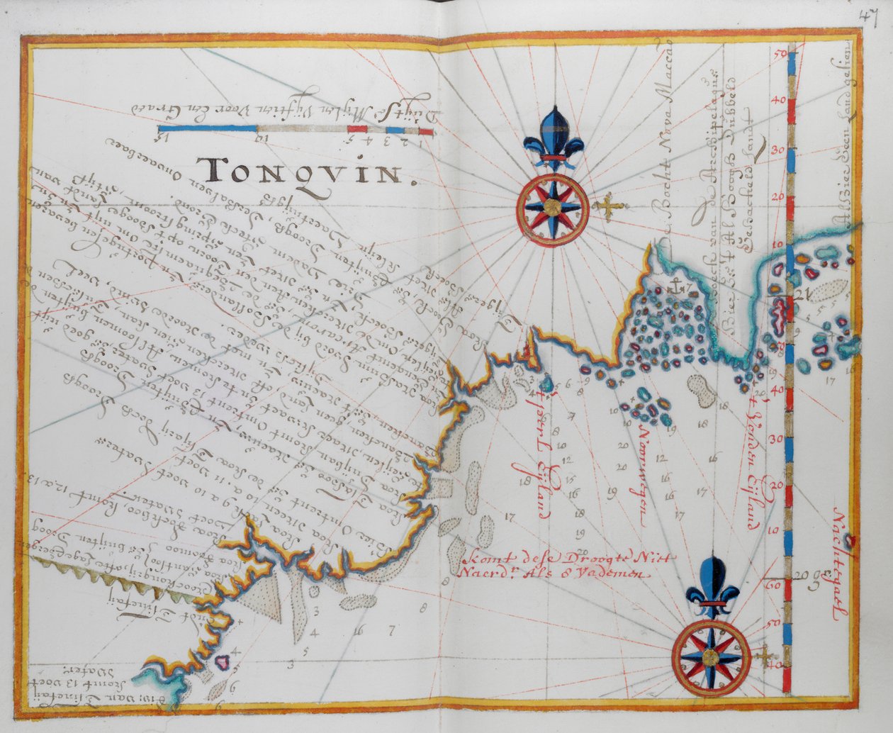 Mapa da costa da Birmânia. de Dutch School
