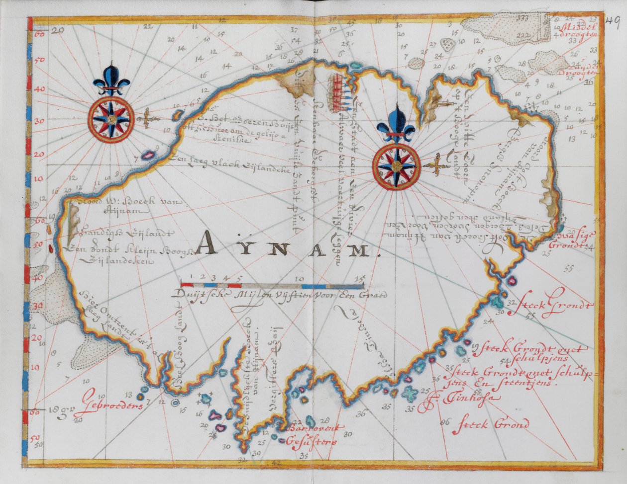 Mapa da ilha de Aynam. de Dutch School