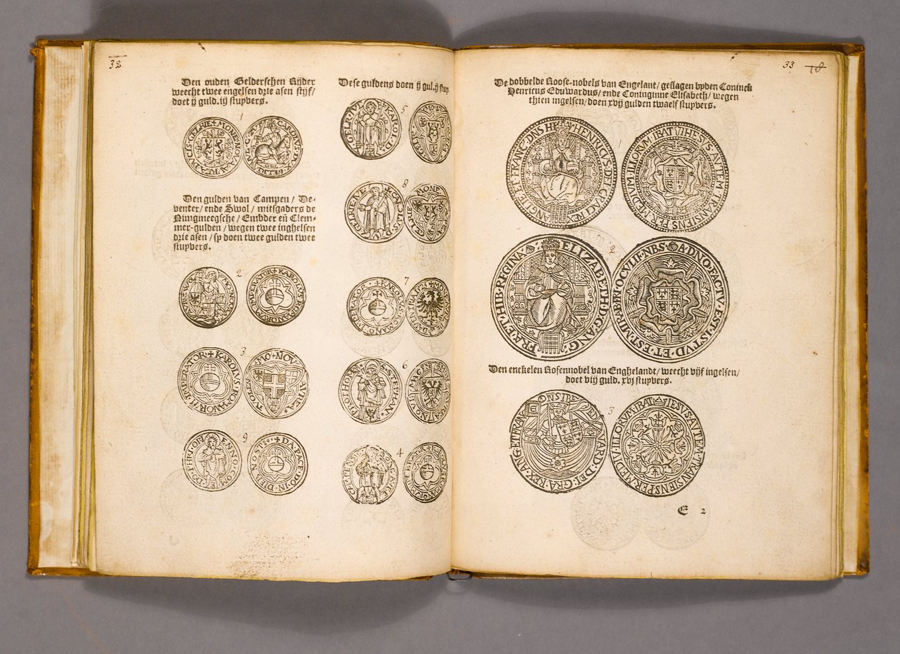 Livro de dinheiro com gravuras de moedas inglesas (livro) de Dutch School