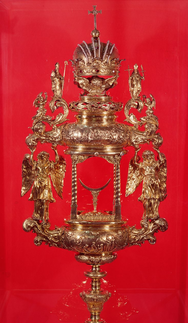 Monstrance, tendo a marca de Haarlem para 1764 e, possivelmente, os fabricantes marca, um losango perfurado (prata dourada) de Dutch School