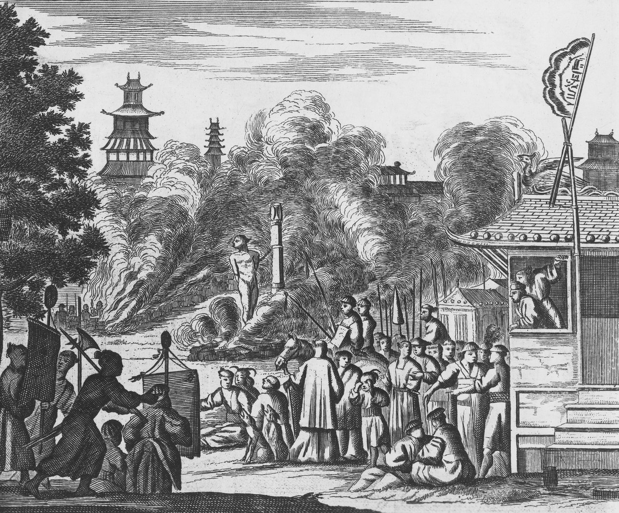 Perseguição de cristãos no Japão, c.1680 (gravura) de Dutch School