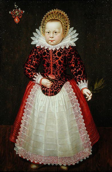 Retrato de uma criança (óleo sobre painel) de Dutch School
