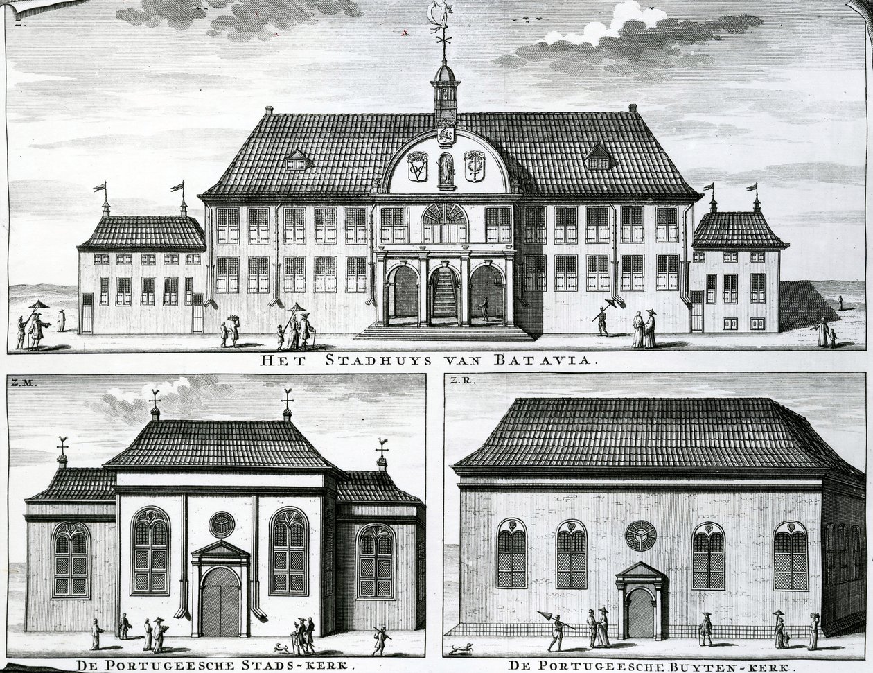 Igreja Portuguesa e Câmara Municipal na Batávia, século XIX, de Dutch School