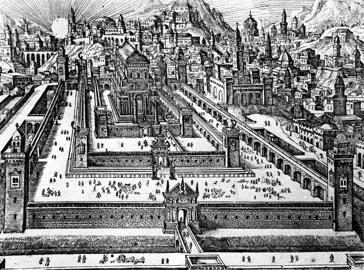 Reconstrução do Templo de Salomão, c.1700 de Dutch School