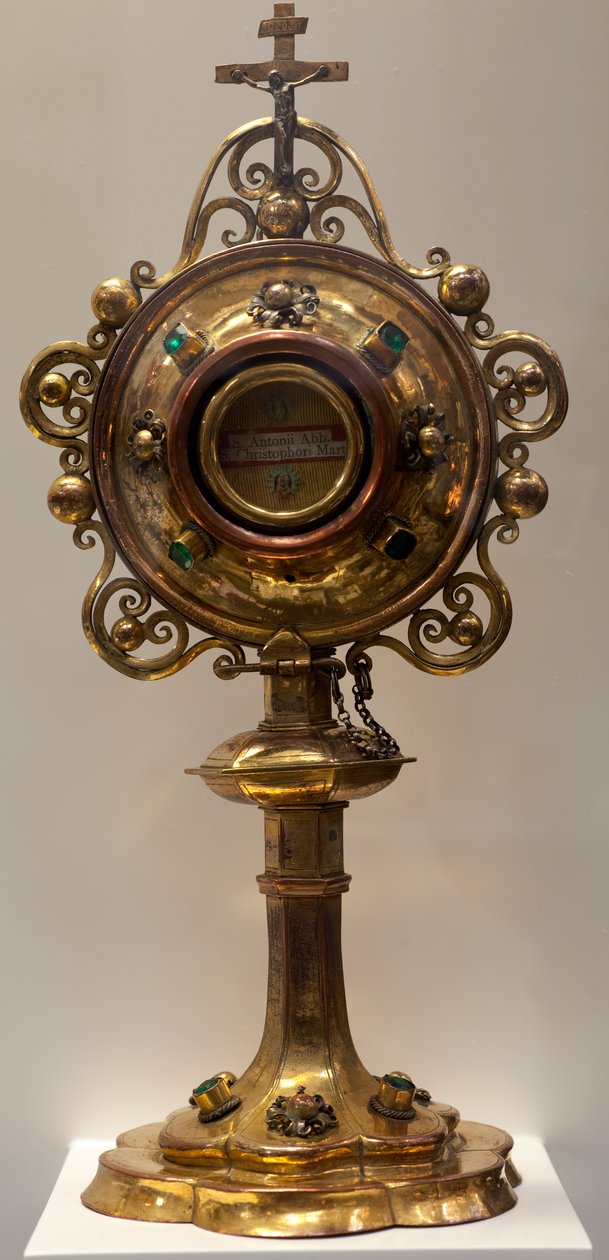 Relicário de Santo Antoine, Abade e São Christophe, mártires, feitos nos Países Baixos do Sul, 1579, Tesouro da Catedral, Catedral de São Miguel e Santa Gúdula (trabalhos em metal) de Dutch School