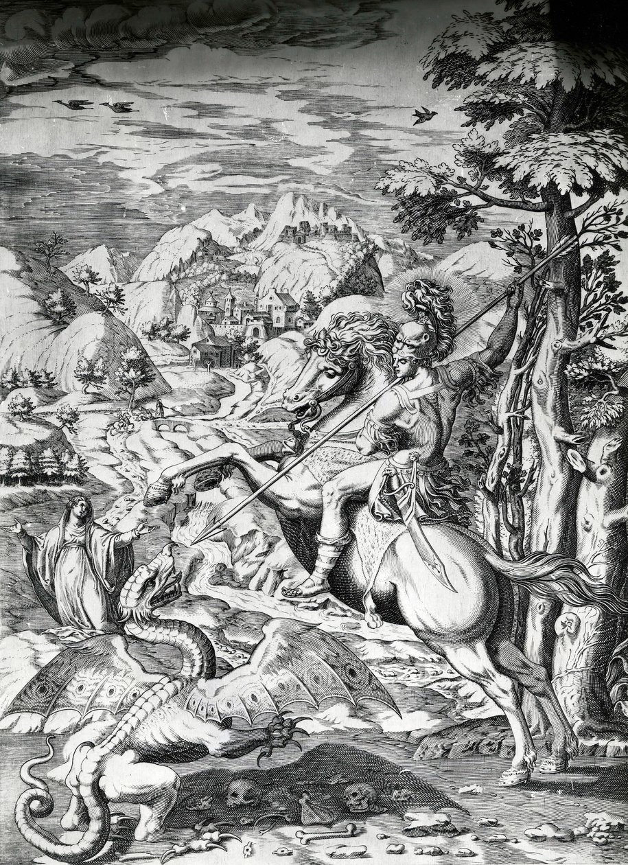São Jorge e o Dragão, século XVI de Dutch School