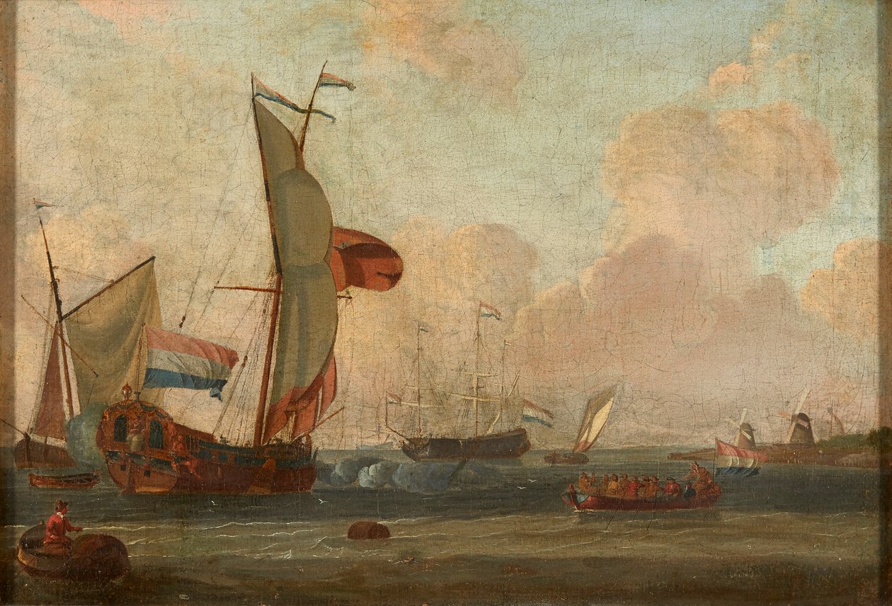 Envio ao largo da costa (óleo sobre tela) de Dutch School