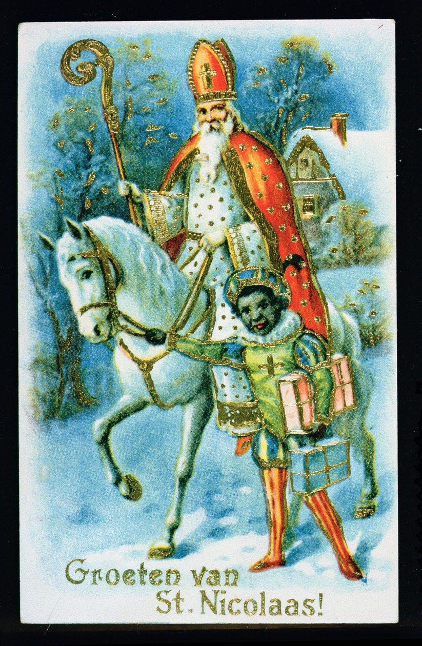 São Nicolau e um ajudante negro, c.1890, cartão holandês de Dutch School