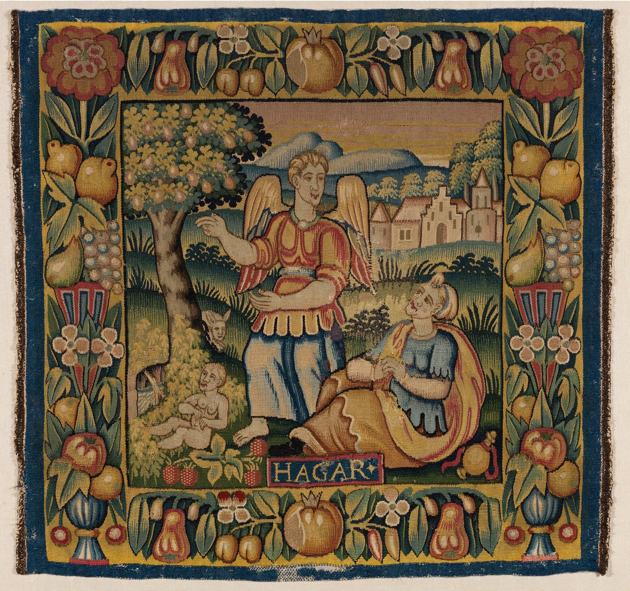 Tapeçaria, Hagar e Ismael, feita em Amesterdão, Holanda ou Hamburgo, Alemanha, início do século XVII (tapeçaria) de Dutch School