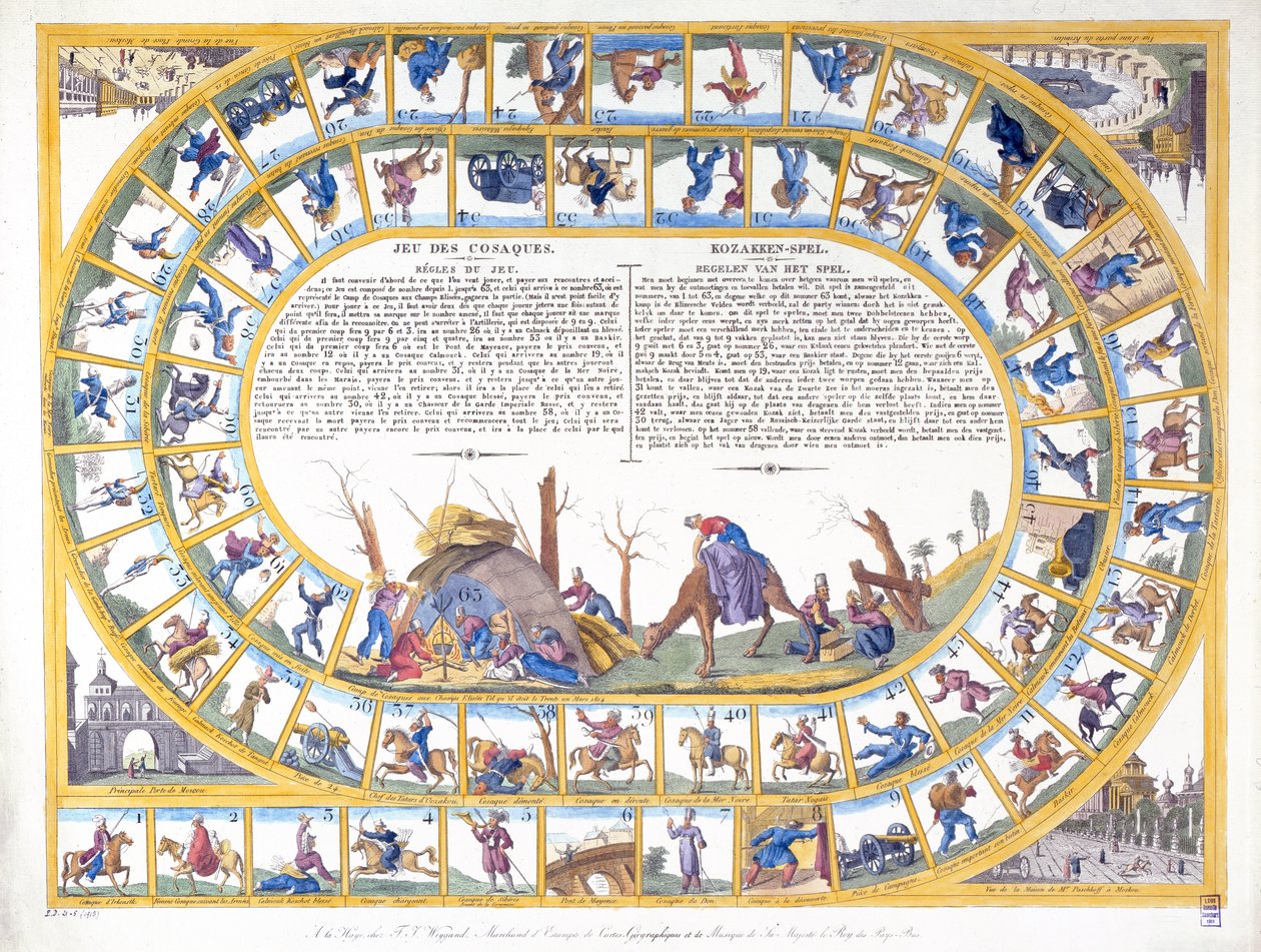 O jogo cossaco com ilustrações de diferentes tipos de soldados russos, c.1815-16 de Dutch School