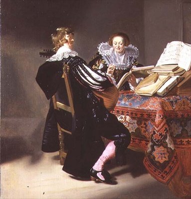 O jogador de Alaúde (painel) de Dutch School