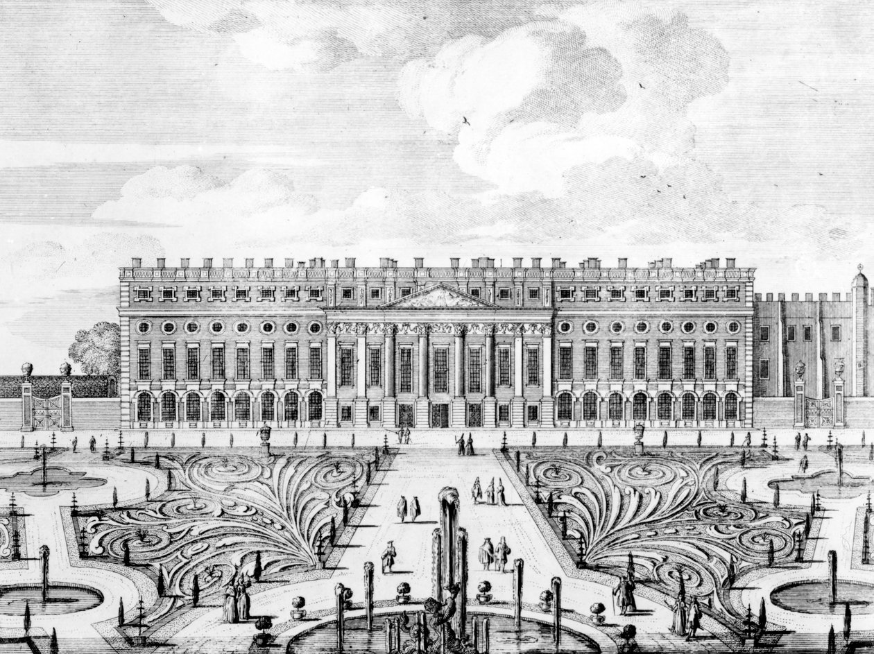 A fachada sul de Hampton Court de Dutch School