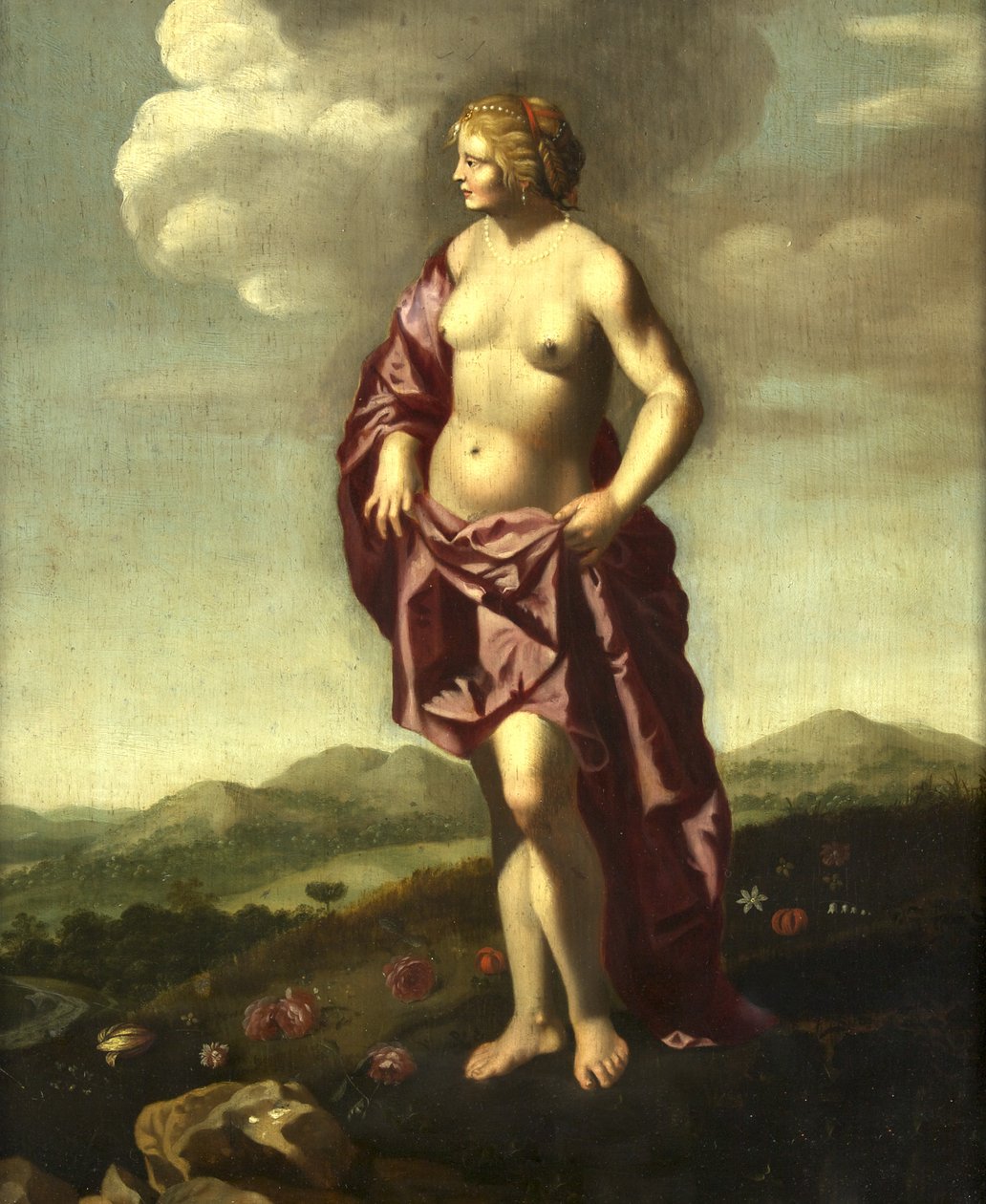 Vénus na Paisagem (óleo sobre painel) de Dutch School