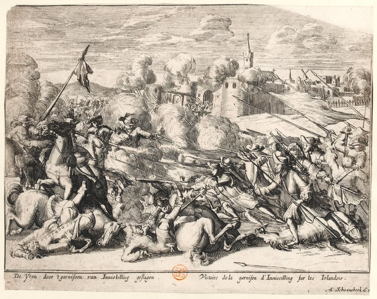 Vitória da guarnição Enniskillen sobre os irlandeses em 1689, c.1691 de Dutch School