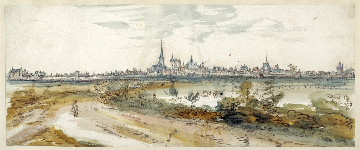 Vista da Calcar, finais do século XVII (caneta e tinta castanha com aguarela sobre papel) de Dutch School