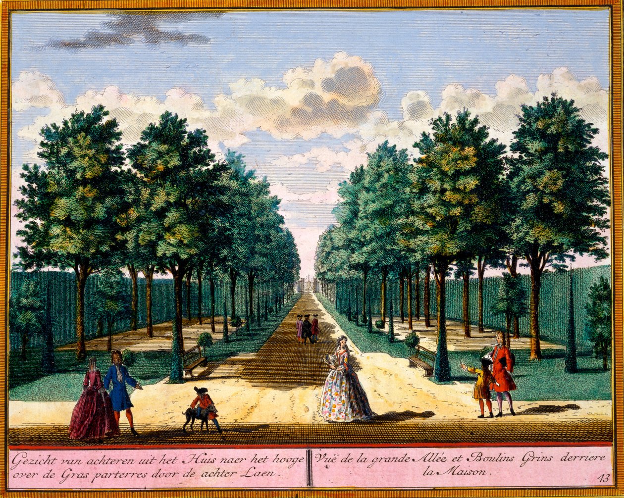 Vista da passagem na parte de trás da casa, de Het Zeganpralent Kennemerlant por Hendrick de Leth e Matthias Brouerius Van Nidek, publicado c.1700-30 de Dutch School