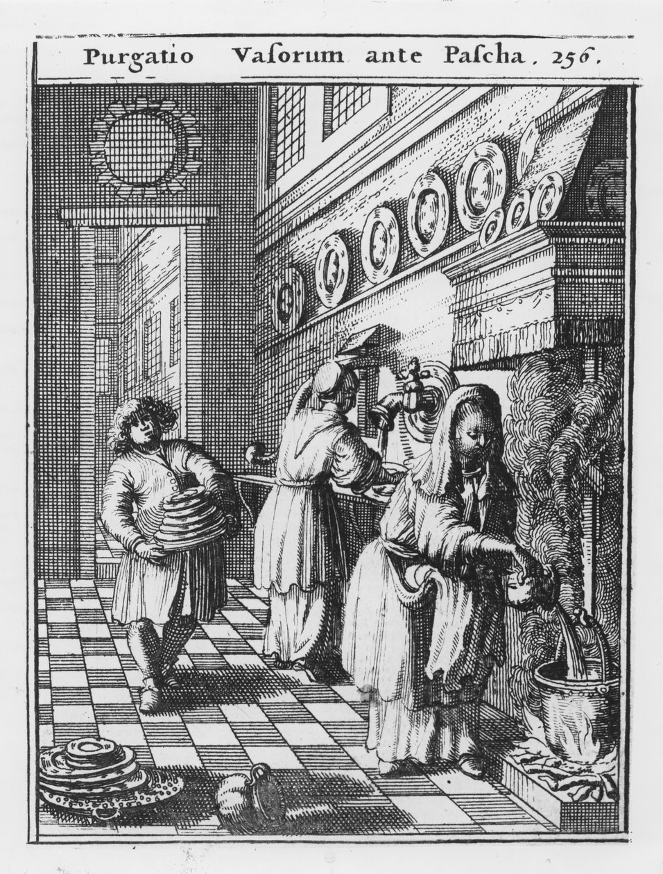 lavar Household o navio antes da Páscoa (limpeza vasos antes da Páscoa), a partir de uma "Lite hebraico-misturado &39;por Knebelii, Pub. UTRECHT, 1699 (gravura) de Dutch School