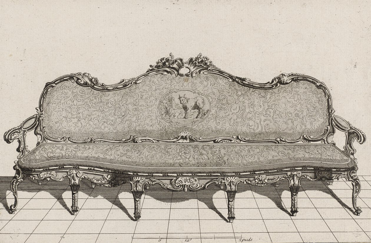 Canapé, segunda metade do século XVIII (gravura em papel assentado) de Duval. A. (after)
