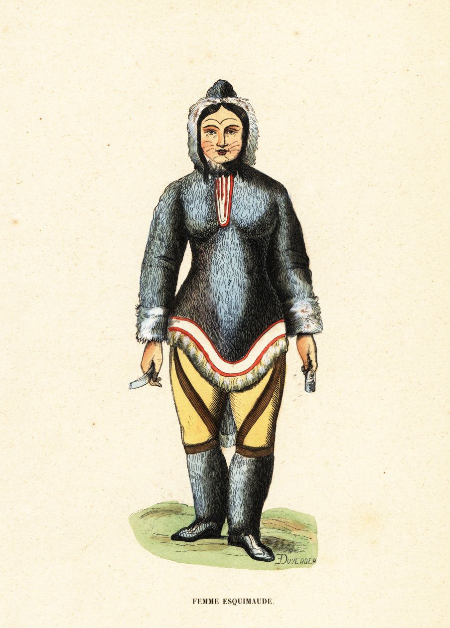 Mulher Inuit com tatuagens faciais, Rio Mackenzie, Yukon, Canadá de Duverger Duverger