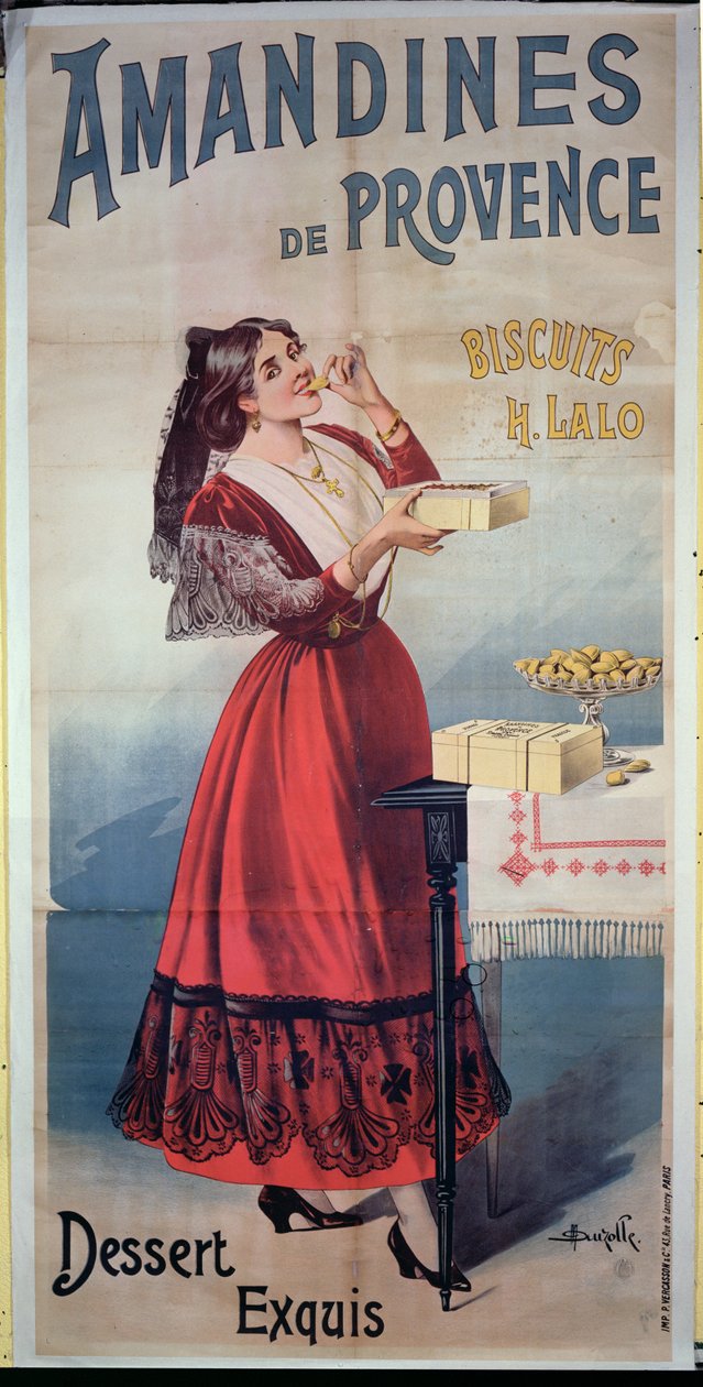 Cartazes publicitários Amandines de Provence, biscoitos franceses de Duzolle