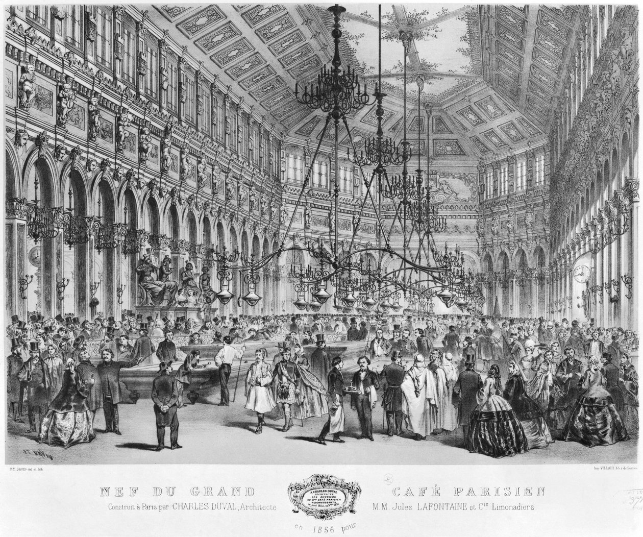 Interior do &39;Grand Cafe Parisien&39;, Paris, 1856 de E. David