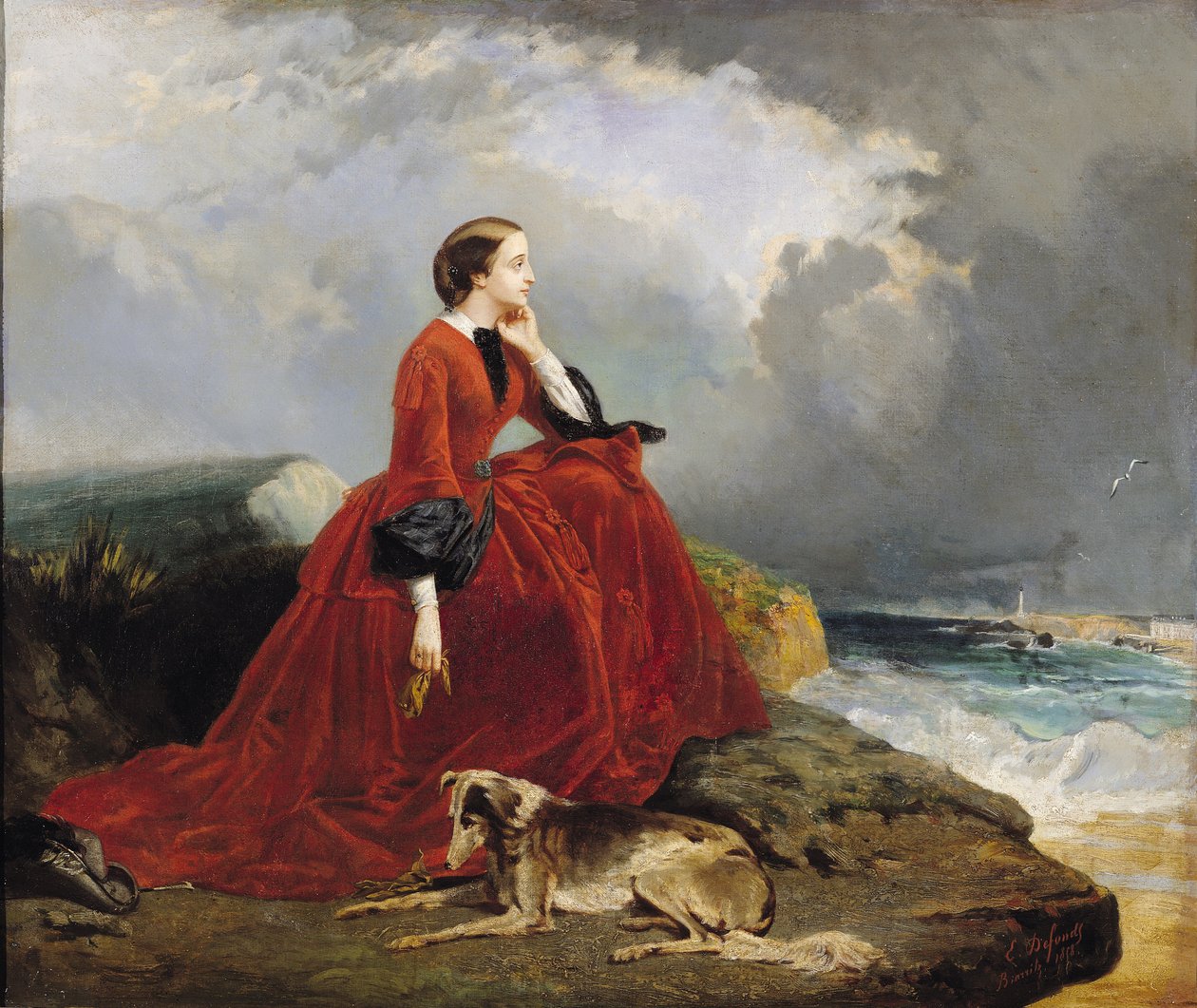 Imperatriz Eugenie (1826-1920) em Biarritz, 1858 de E. Defonds