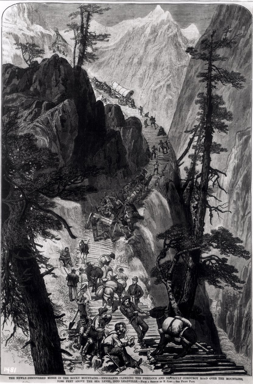 Minas recém-descobertas nas Montanhas Rochosas, do "Jornal Ilustrado de Frank Leslie", 1879 de E. Jump