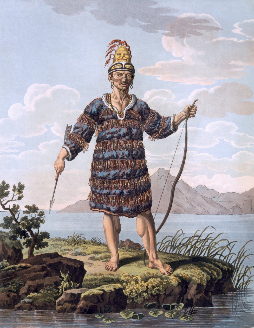 Habitante das Ilhas Renard, Papua Nova Guiné, 1812-13 de E. Karnejeff