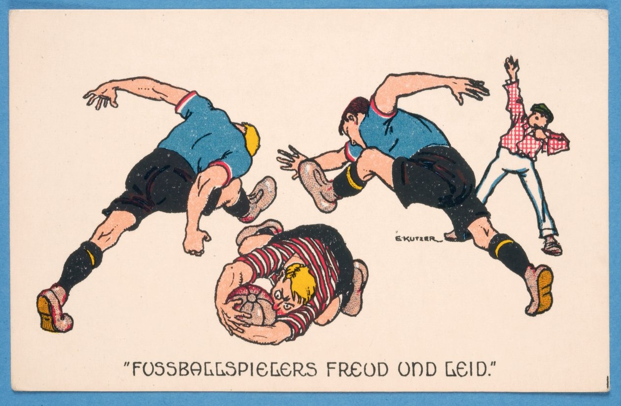 Jogador de futebol Freud un sorry, cartão postal representando jogadores de futebol de E. Kutzer