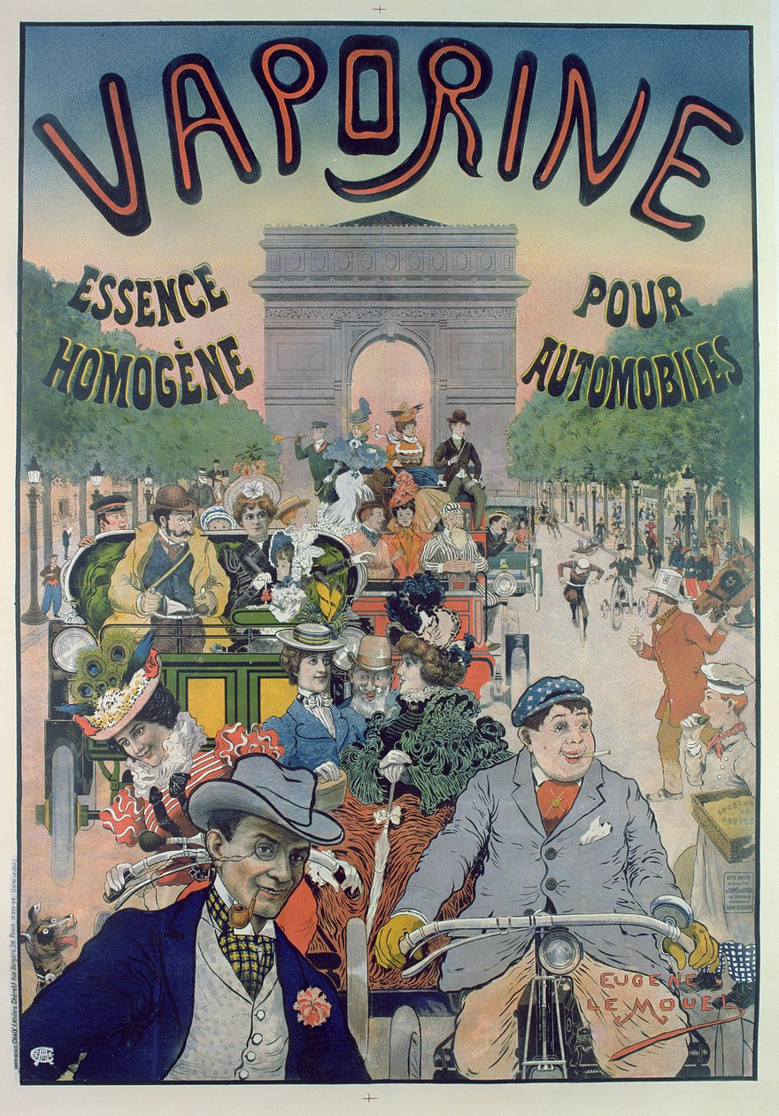 Poster publicidade do óleo de gasolina cor Vaporine litho de E. Le Mouel