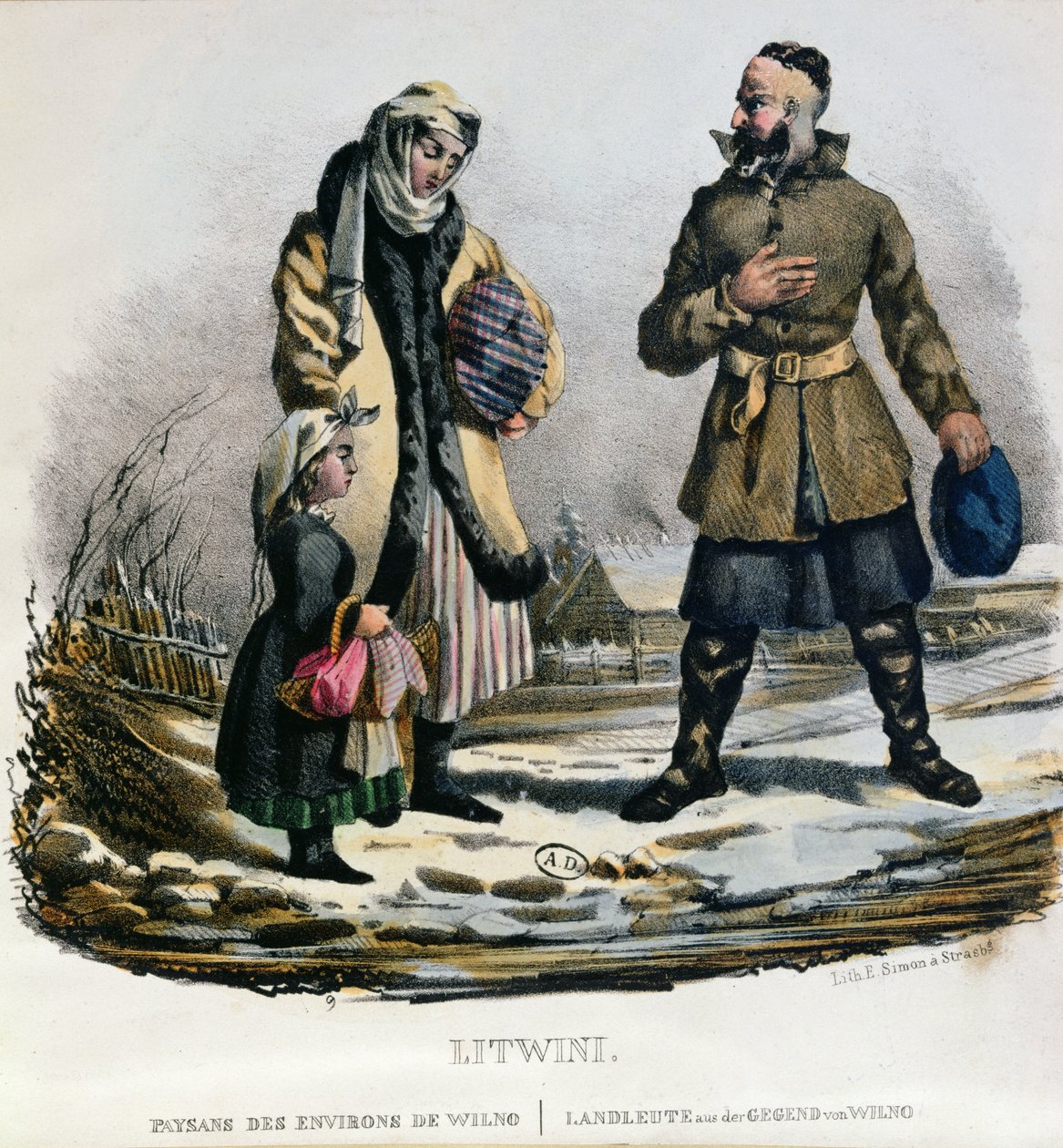 Camponeses lituanos da região de Vilnius, c.1830-40 de E. Simon